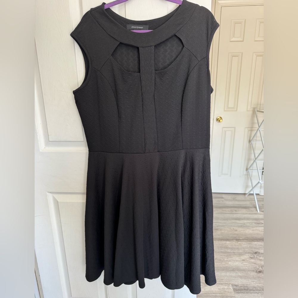 Ashley Stewart Black Cut Out Pleated Midi Dress